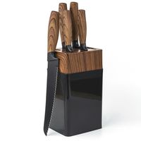Set 6 cuchillos Acero Inoxidable Mango Look Madera con Base