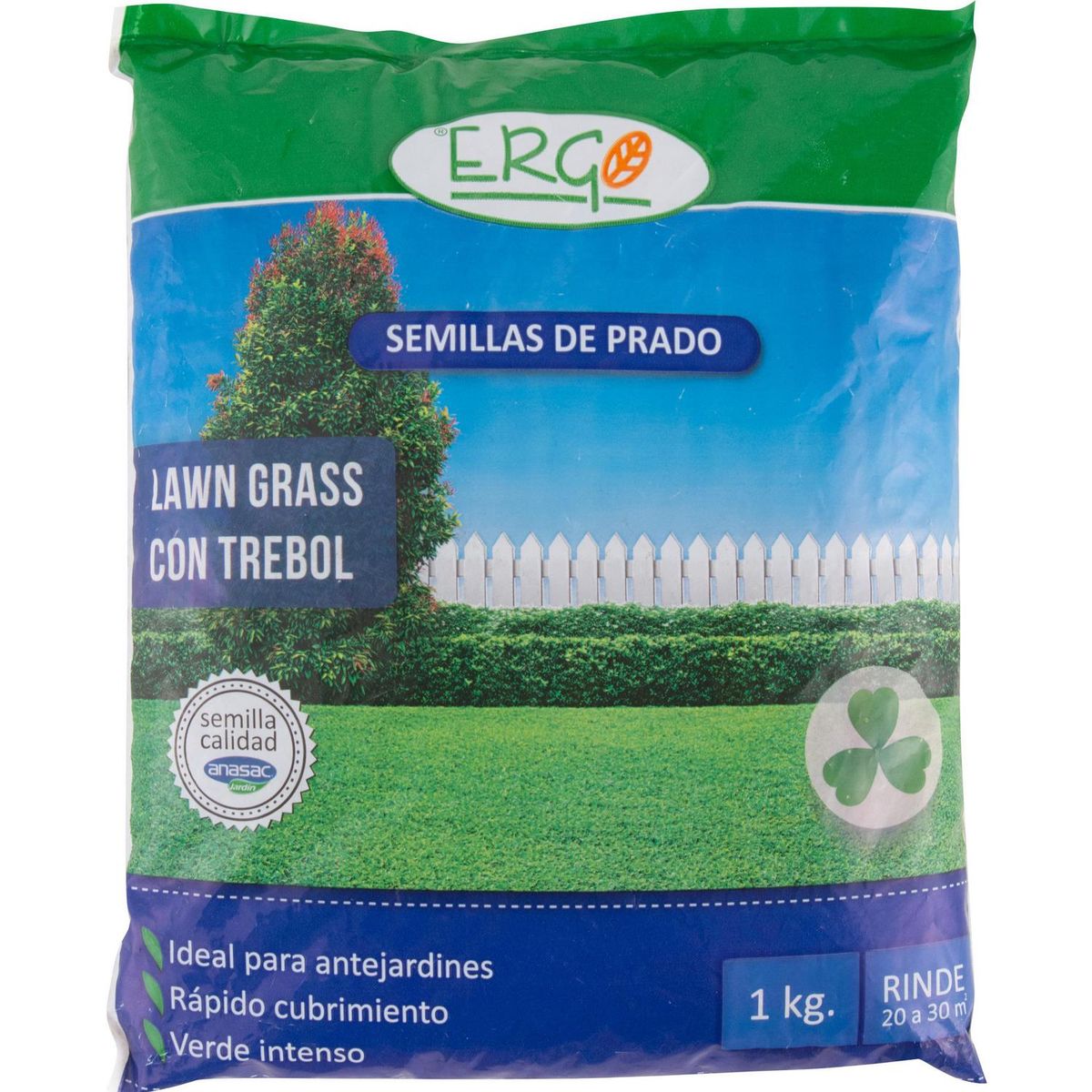 ERGO - Semilla de Pasto Lawn Grass con Trébol 1 kg Bolsa