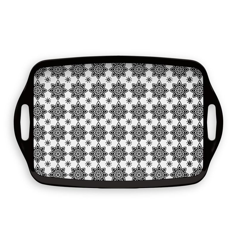 JUST HOME COLLECTION - Bandeja Melamina Rectangular 31x48.3 cm Negro/Blanco