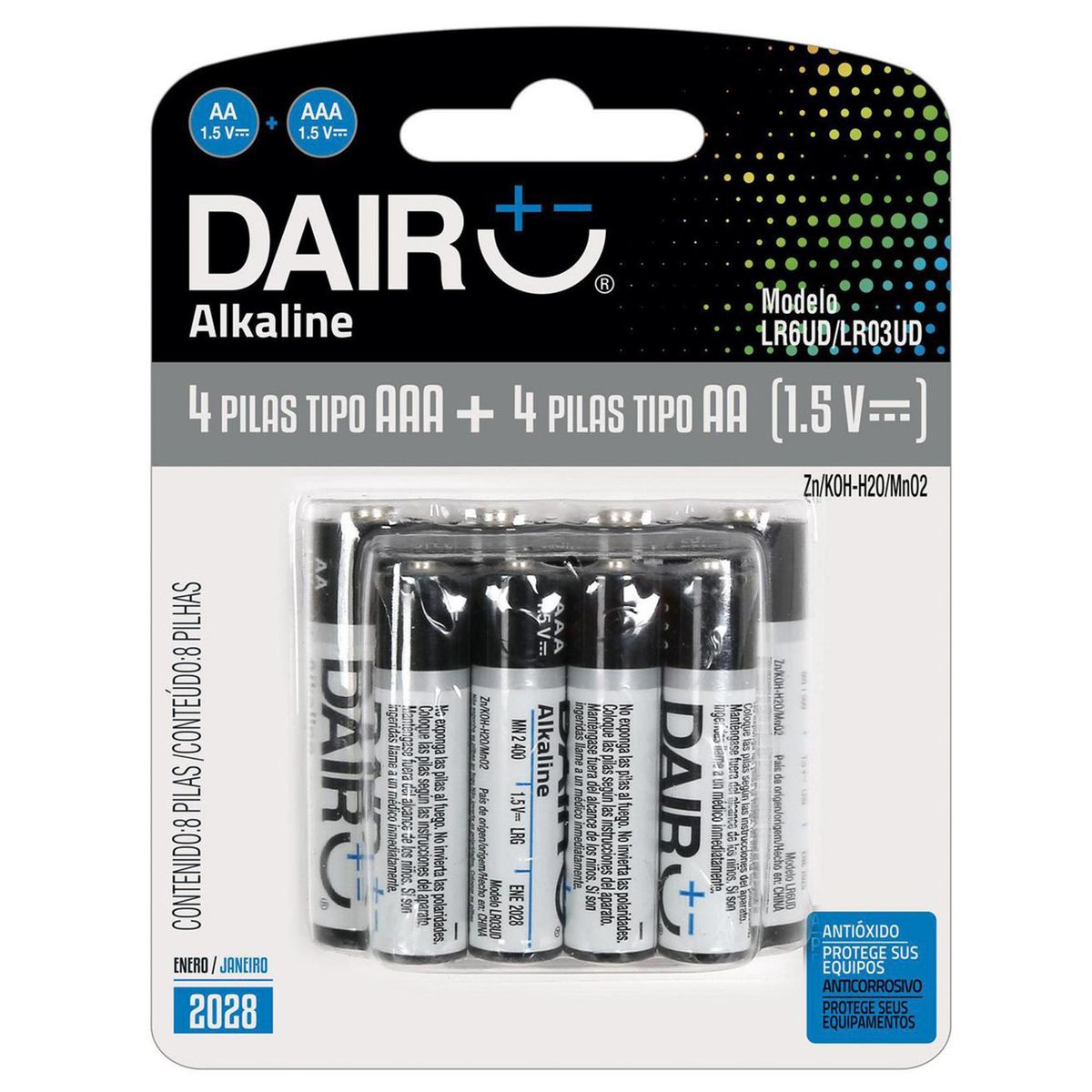 DAIRU - Set 8 pilas alcalinas AAx4 y AAAx4