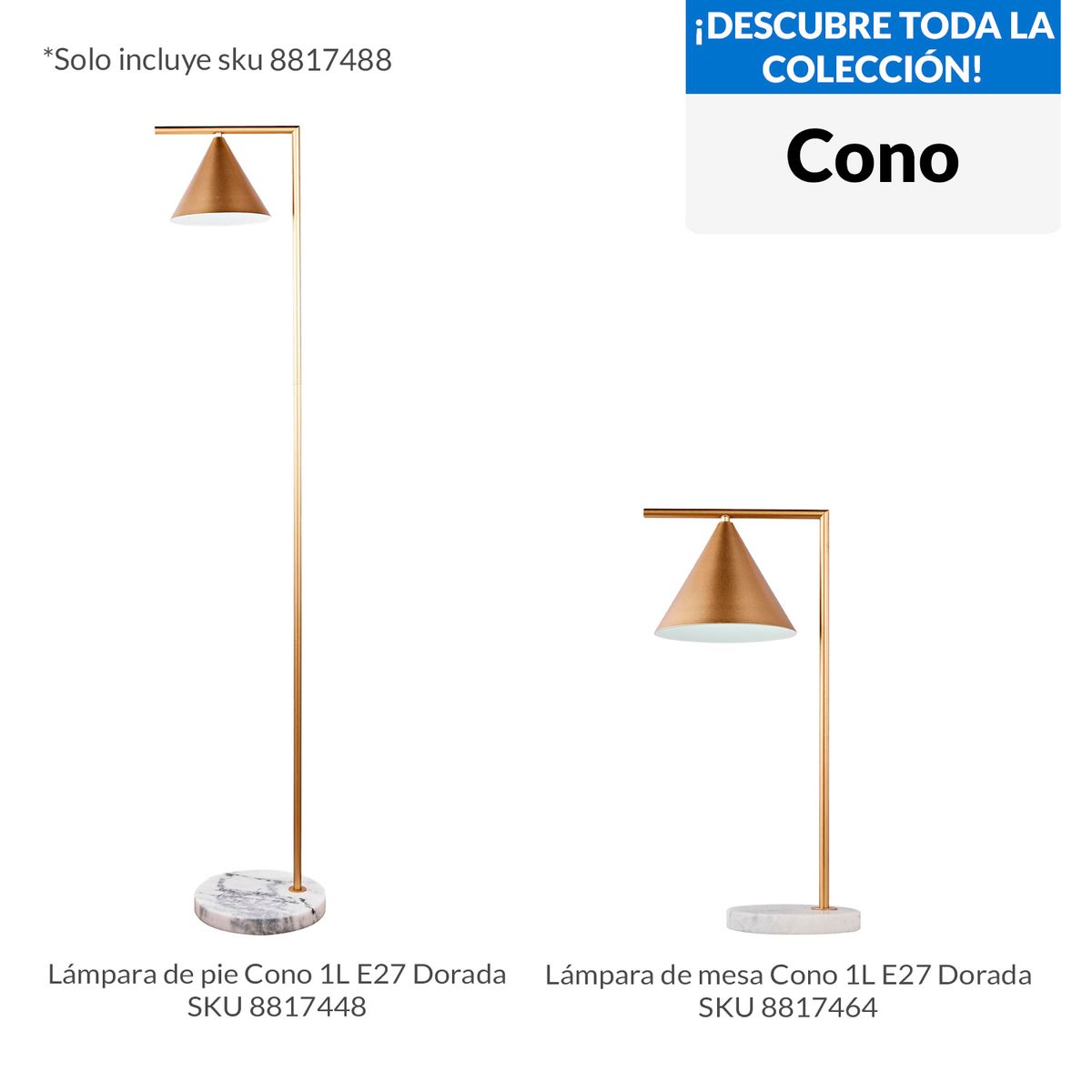 JUST HOME COLLECTION - Lámpara de Pie Cono Amarillo 26x153 cm