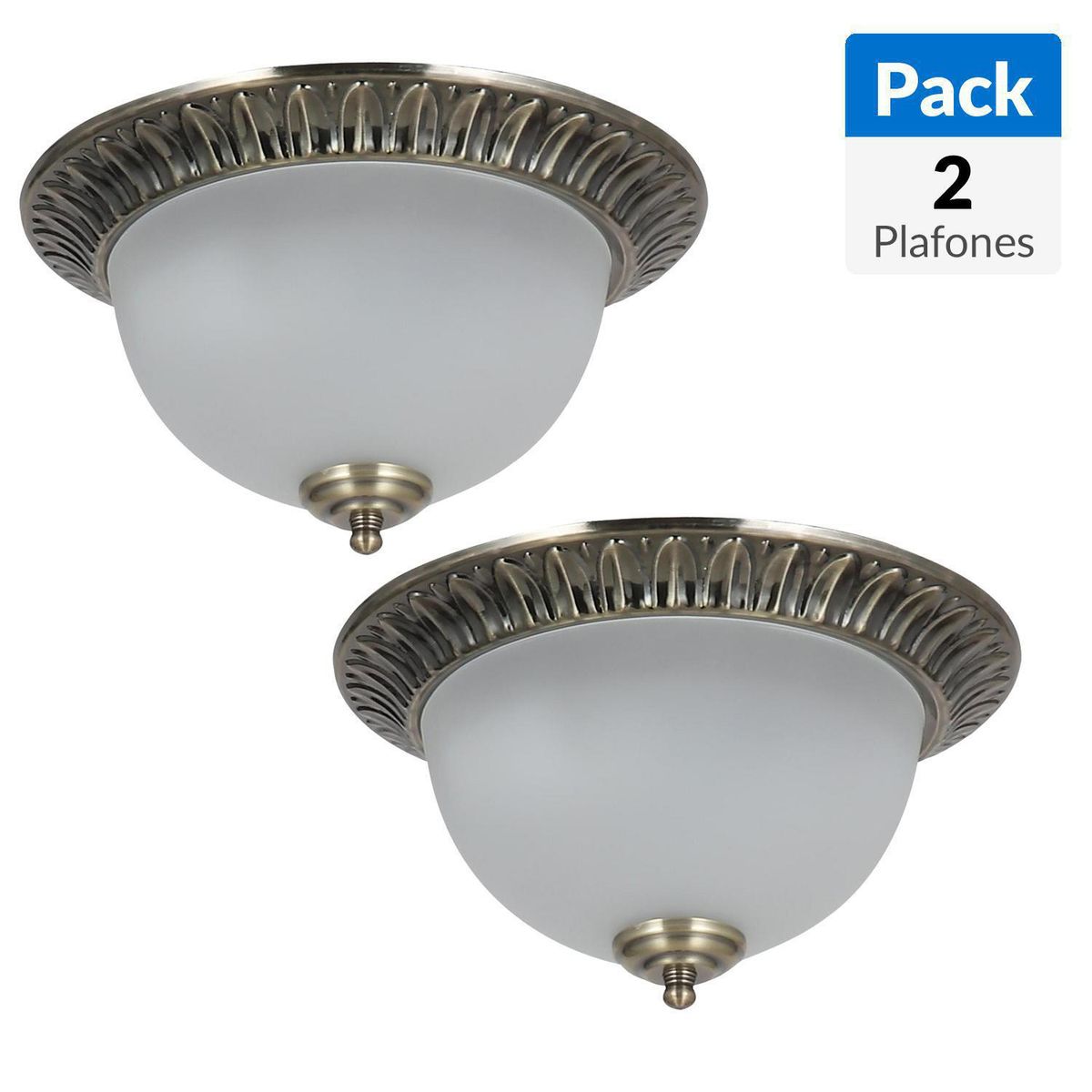 JUST HOME COLLECTION - Pack 2 Plafones Clásico Metal Cobre