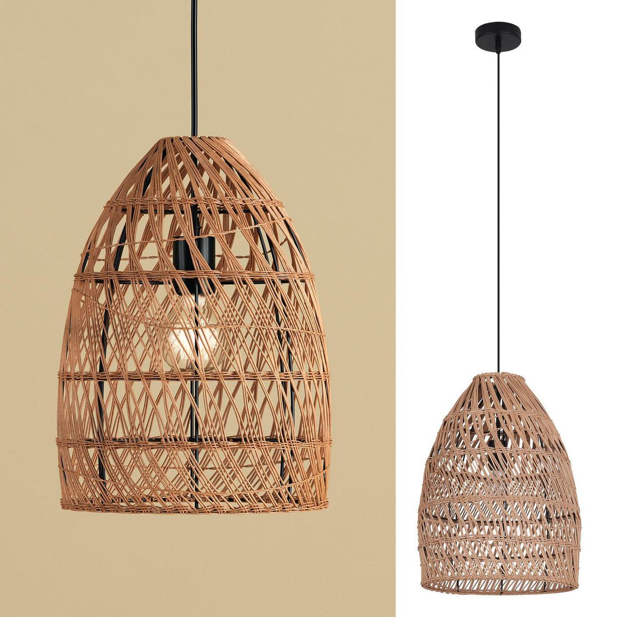 JUST HOME COLLECTION - Lámpara Colgante Camioli Ratán Café