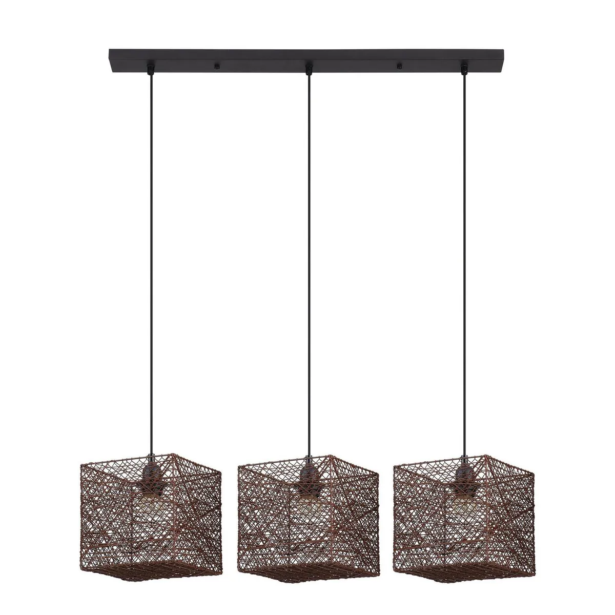 JUST HOME COLLECTION - Lámpara Colgante Cubos 3 Luces Metal Café