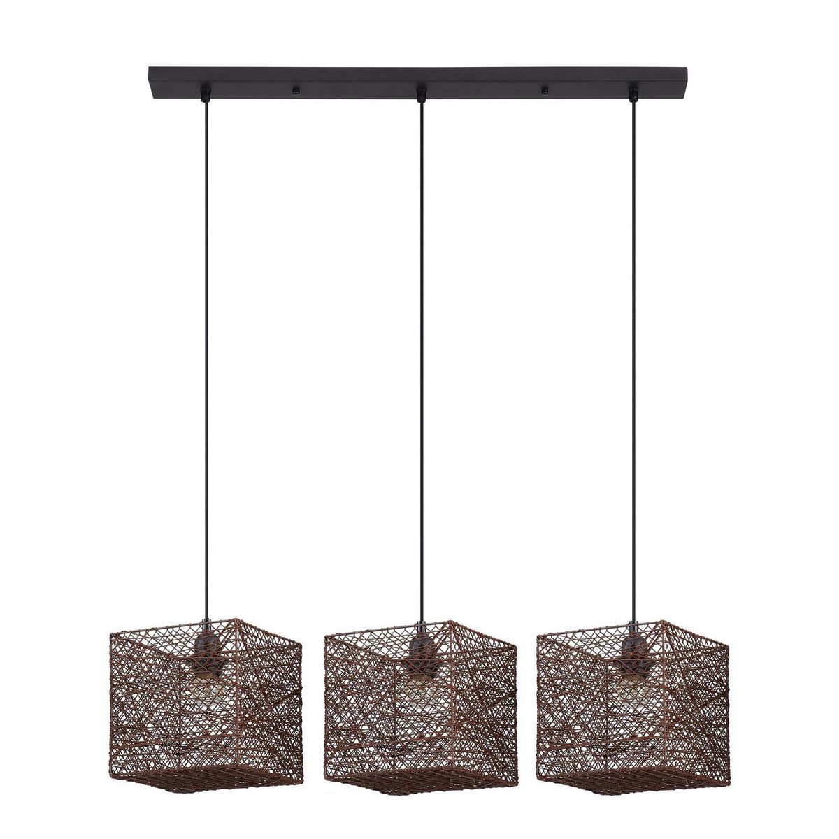 JUST HOME COLLECTION - Lámpara Colgante Cubos 3 Luces Metal Café