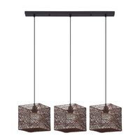 Lámpara Colgante Cubos 3 Luces Metal Café