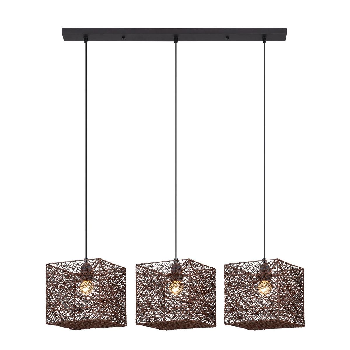 JUST HOME COLLECTION - Lámpara Colgante Cubos 3 Luces Metal Café