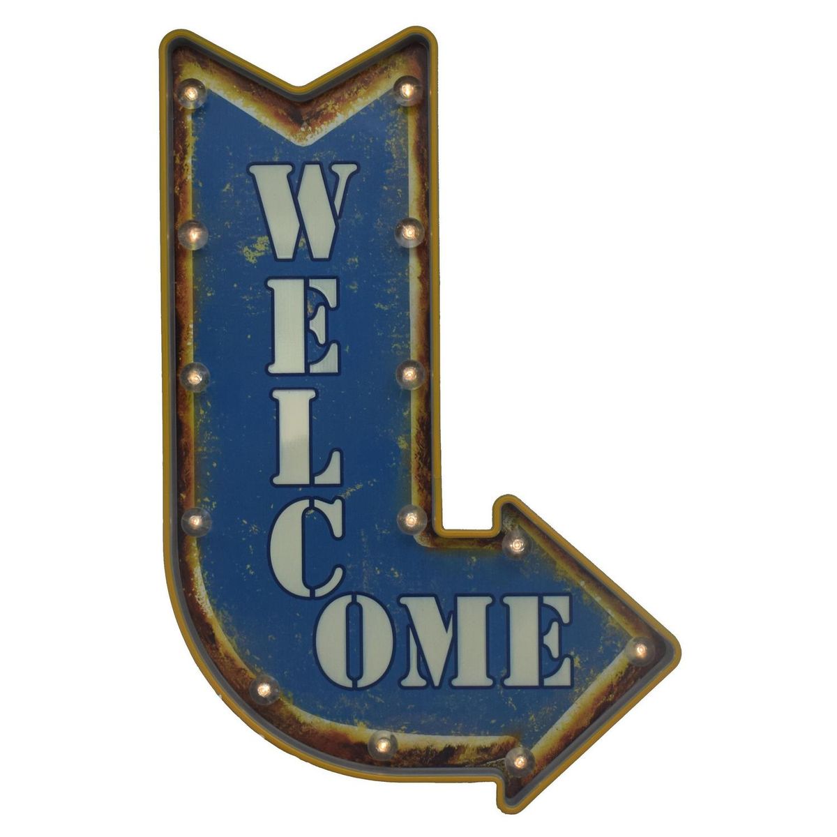 JUST HOME COLLECTION - Letrero Led Flecha Welcome azul