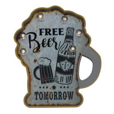 Imagen 2 del producto Letrero Led Beer Gris/Plata 29x5 cm