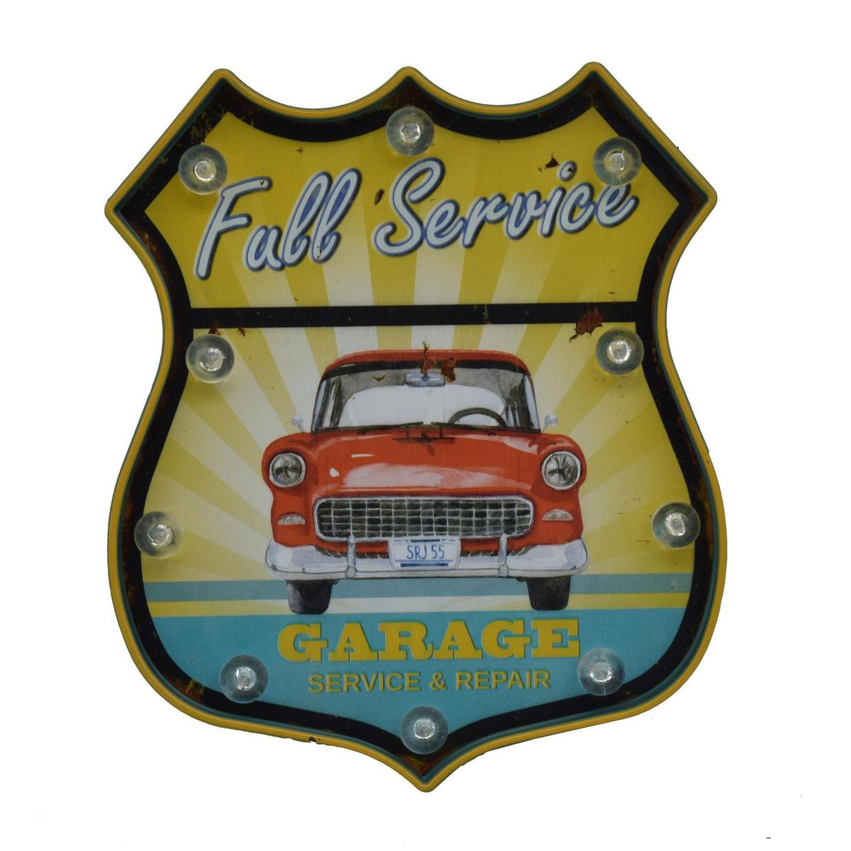 JUST HOME COLLECTION - Letrero Led Auto Garage amarillo