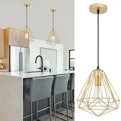 JUST HOME COLLECTION - Lámpara Colgante Geometrico Aluminio Amarillo/Dorado 30 W 25 cm