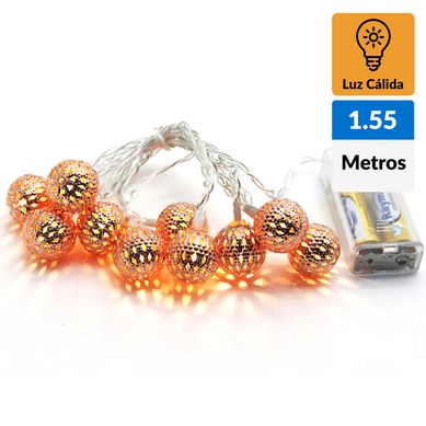 Guirnalda batera bolitas metlicas 10 luces IP20