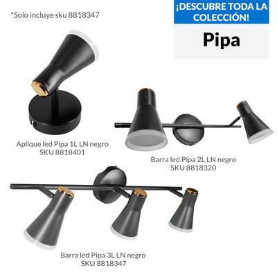 Imagen 2 del producto Barra Led Pipa 3 Luces Metal Negro
