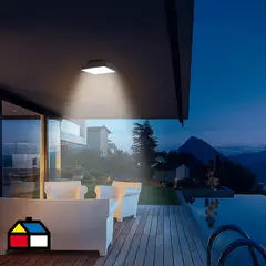 JUST HOME COLLECTION - Plafón Exterior Cuadrado 2 Luces 25 W IP44 Luz Cálida o fría