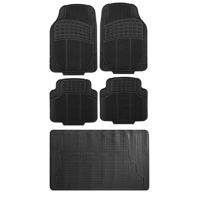 AUTOSTYLE Set de Cubrepisos 5 Piezas Universal Antideslizante Negro