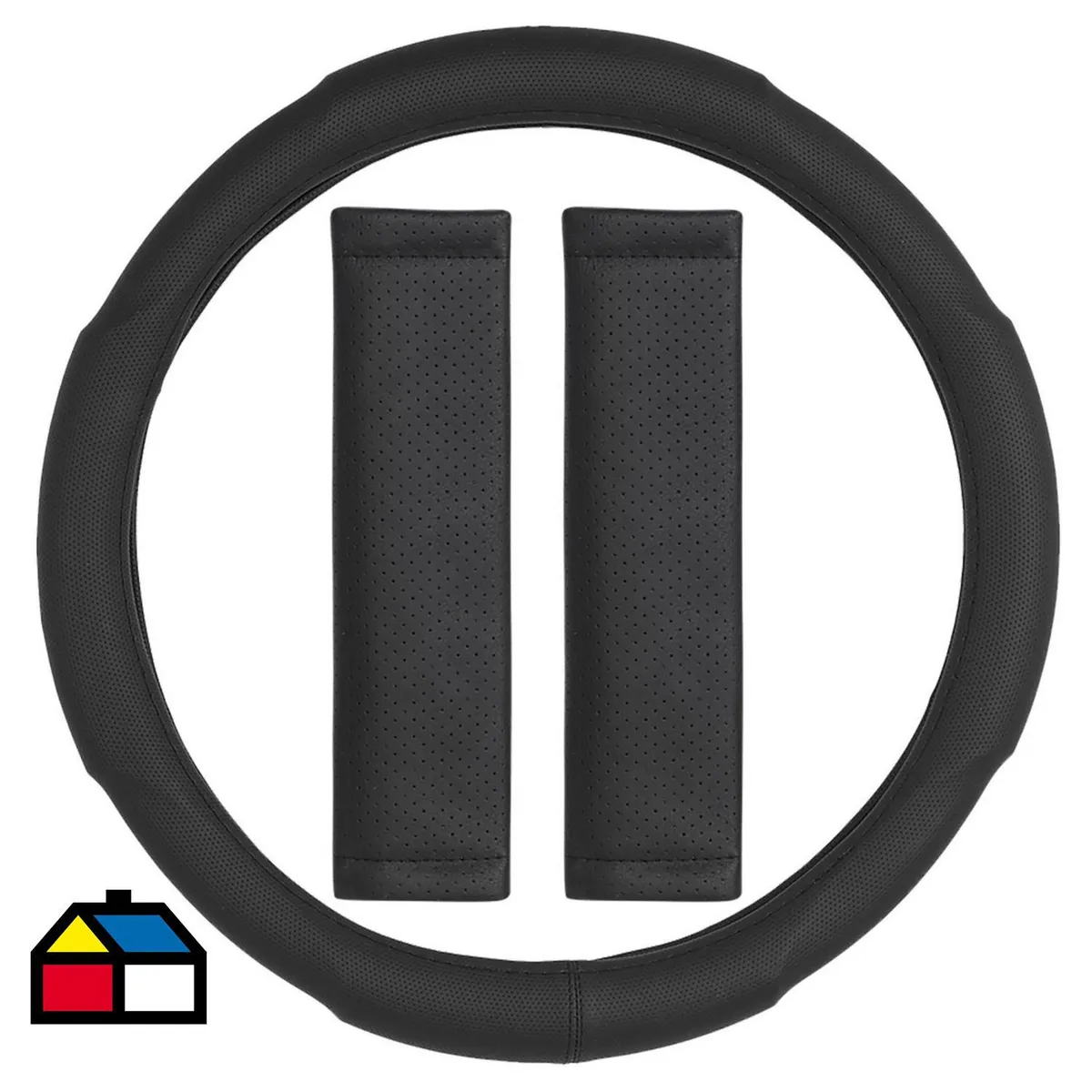 AUTOSTYLE - Set de Cubrevolante 3 Piezas PVC 38 cm Negro