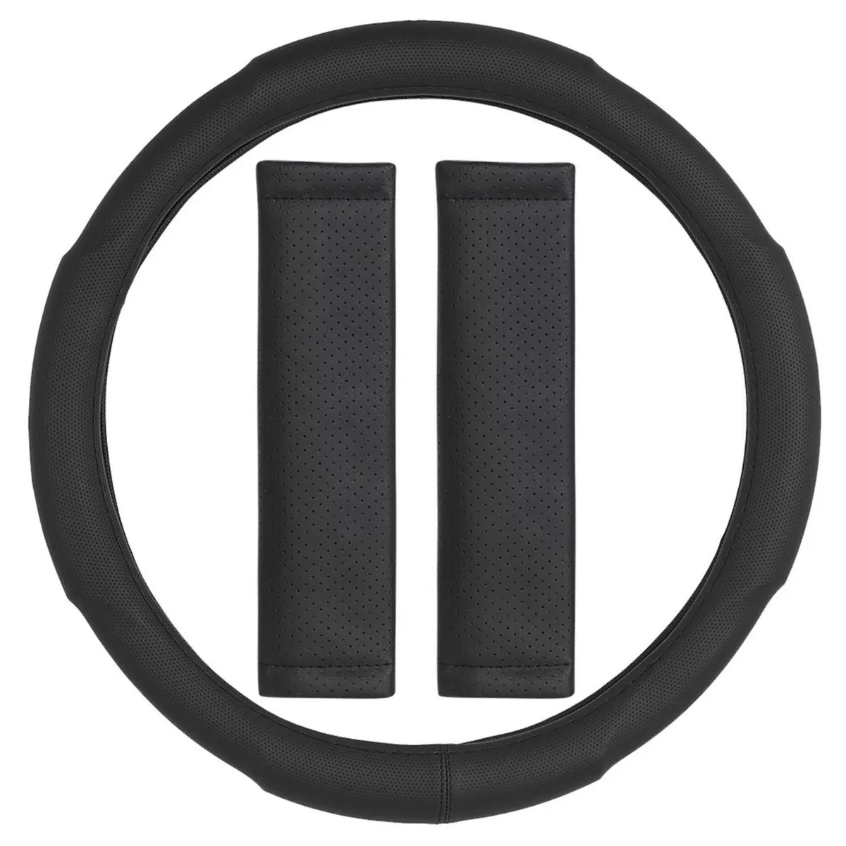 AUTOSTYLE - Set de Cubrevolante 3 Piezas PVC 38 cm Negro