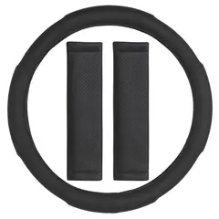 AUTOSTYLE - Set de Cubrevolante 3 Piezas PVC 38 cm Negro