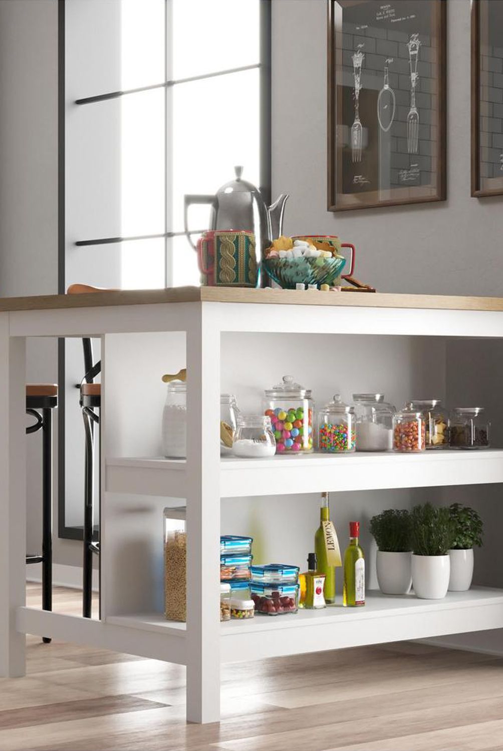 JUST HOME COLLECTION - Isla Cocina Americana Dallas Blanca Denver