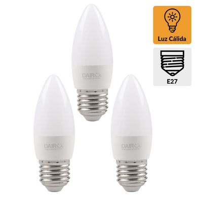 Pack 3 velas Led E27 3W luz calida