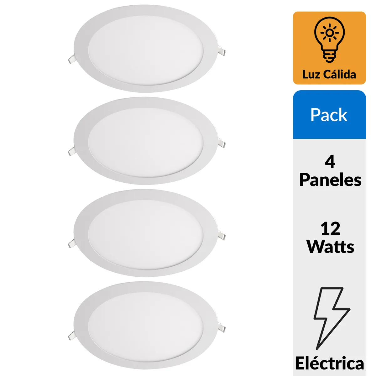 DAIRU - Pack 4 Paneles Led Empotrados Circulares 12W Luz Cálida