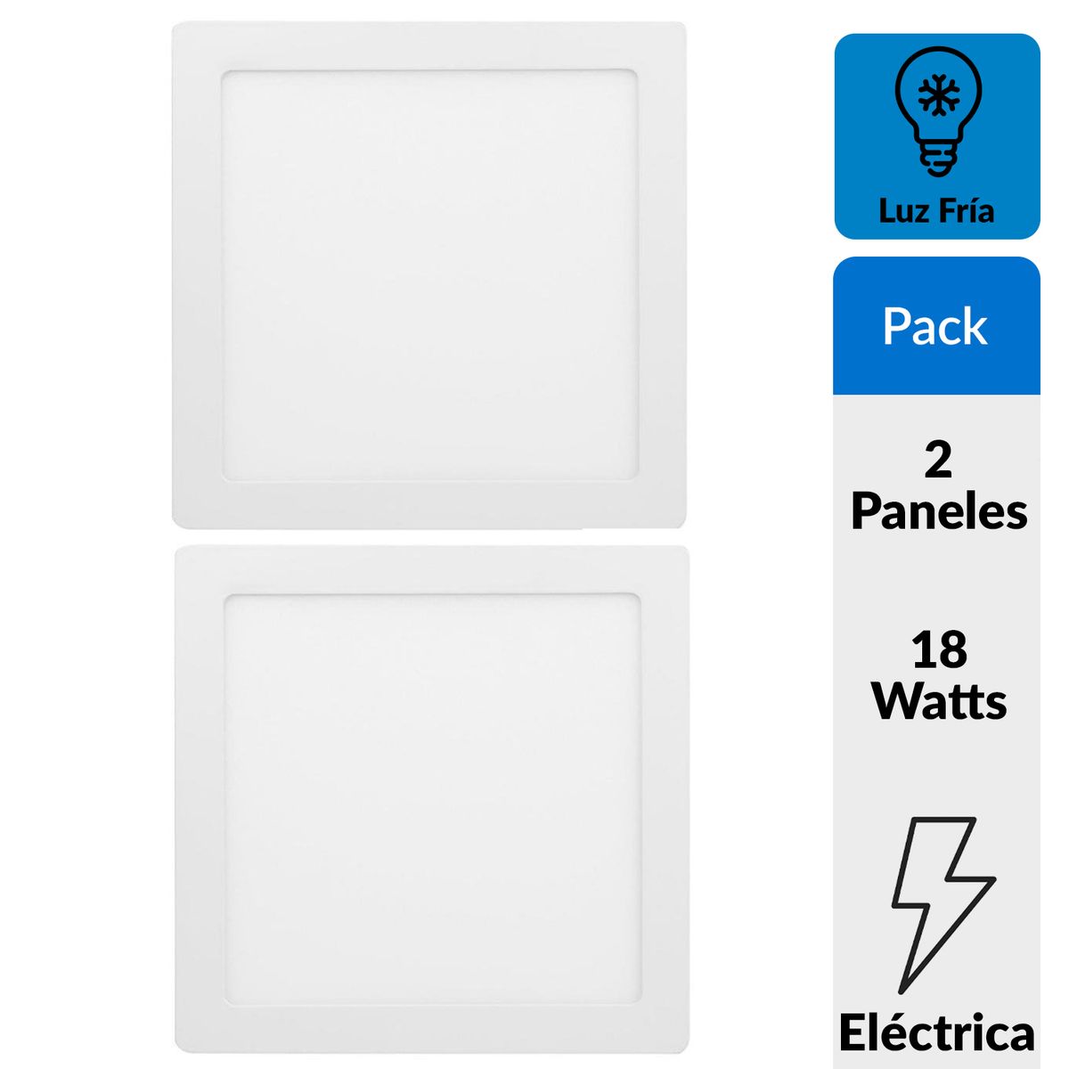 DAIRU - Pack 2 paneles Led sobrepuestos cuadrados 18W Luz Fría