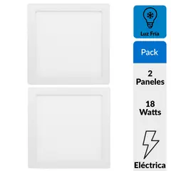 DAIRU - Pack 2 paneles Led sobrepuestos cuadrados 18W Luz Fría