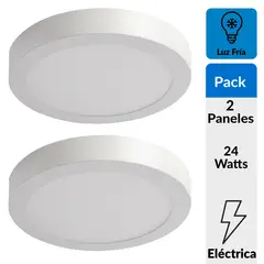 DAIRU - Pack 2 paneles Led sobrepuestos circulares 24W Luz Fría