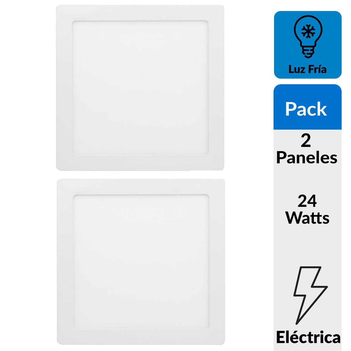 DAIRU - Pack 2 paneles Led sobrepuestos cuadrados 24W Luz Fría