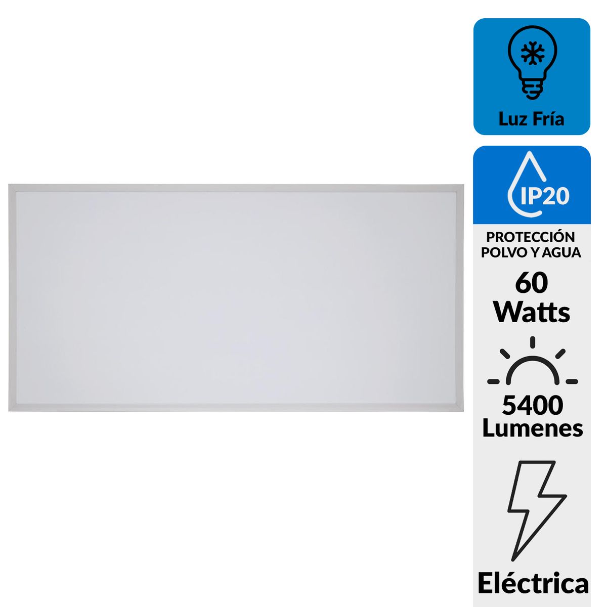 HALUX - Panel led empotrado 60x120 5400 lm Luz Fria 60 watts