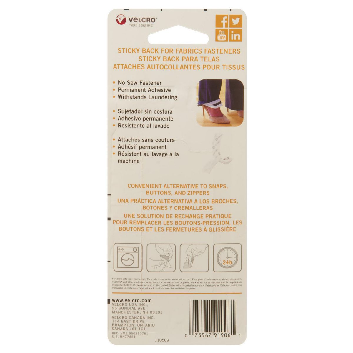 VELCRO - Cinta adhesiva color blanco