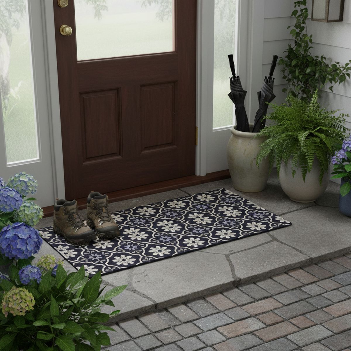 JUST HOME COLLECTION - Limpiapiés Cocina Medallones CC Petal 107x50 cm PVC Gris