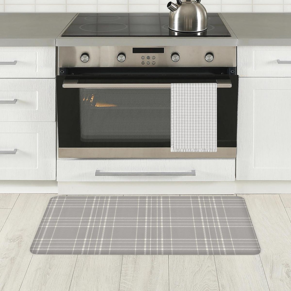 JUST HOME COLLECTION - Limpiapiés Cocina SS Stella Plaid 53x99 cm PVC Gris