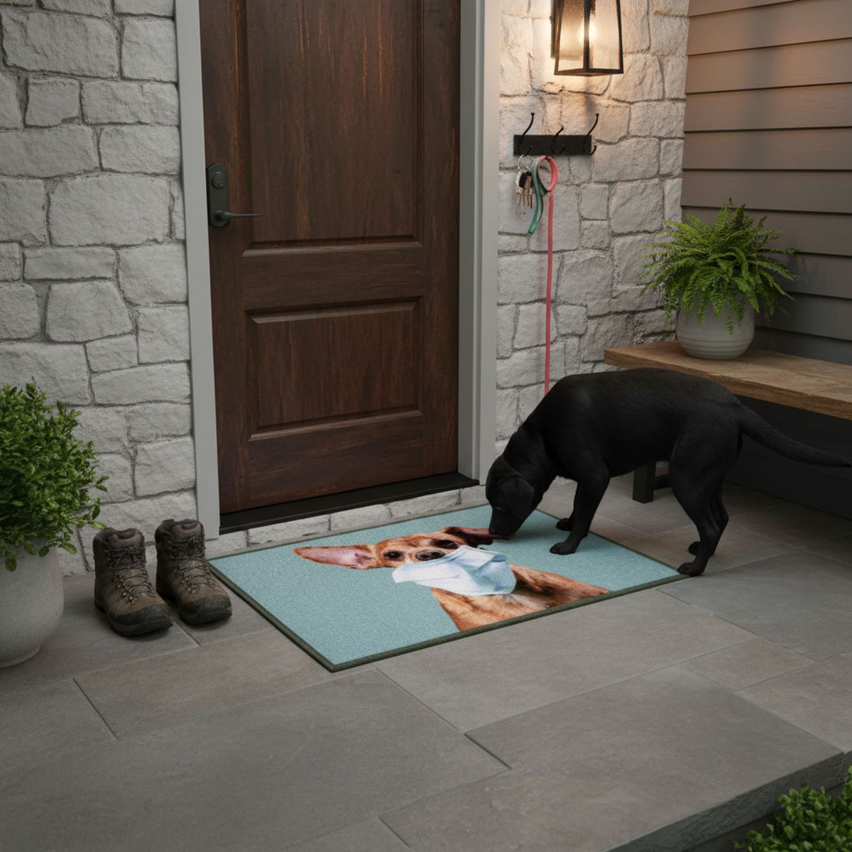 CASA BONITA - Limpiapiés Dog Mask 50x80 cm Plástico Multicolor