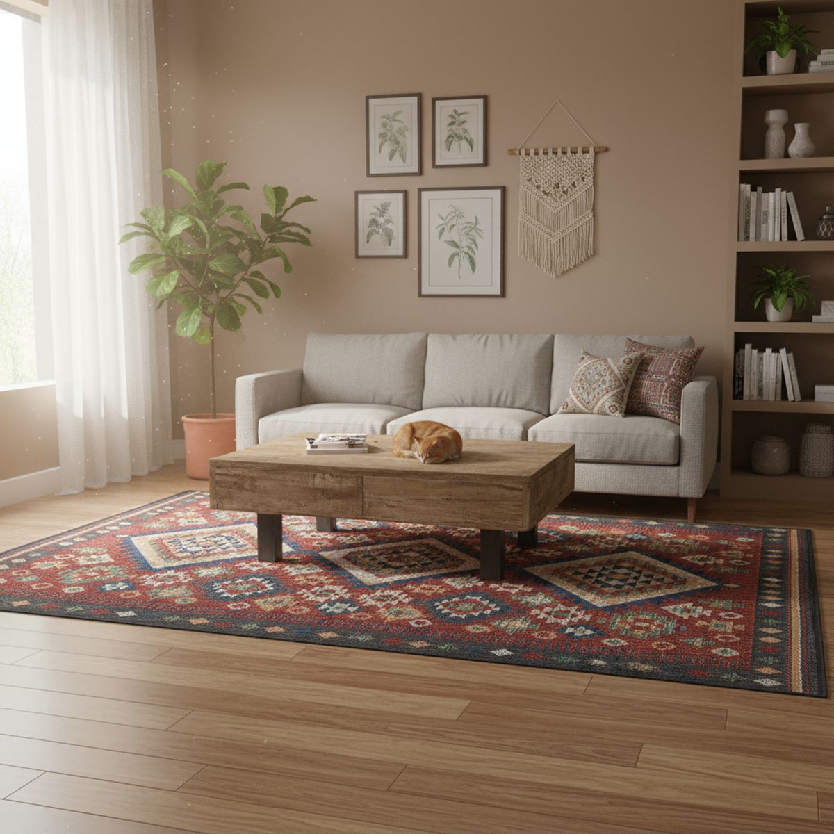 JUST HOME COLLECTION - Alfombra Aurora Clasic 120x180 cm Polipropileno Burdeo