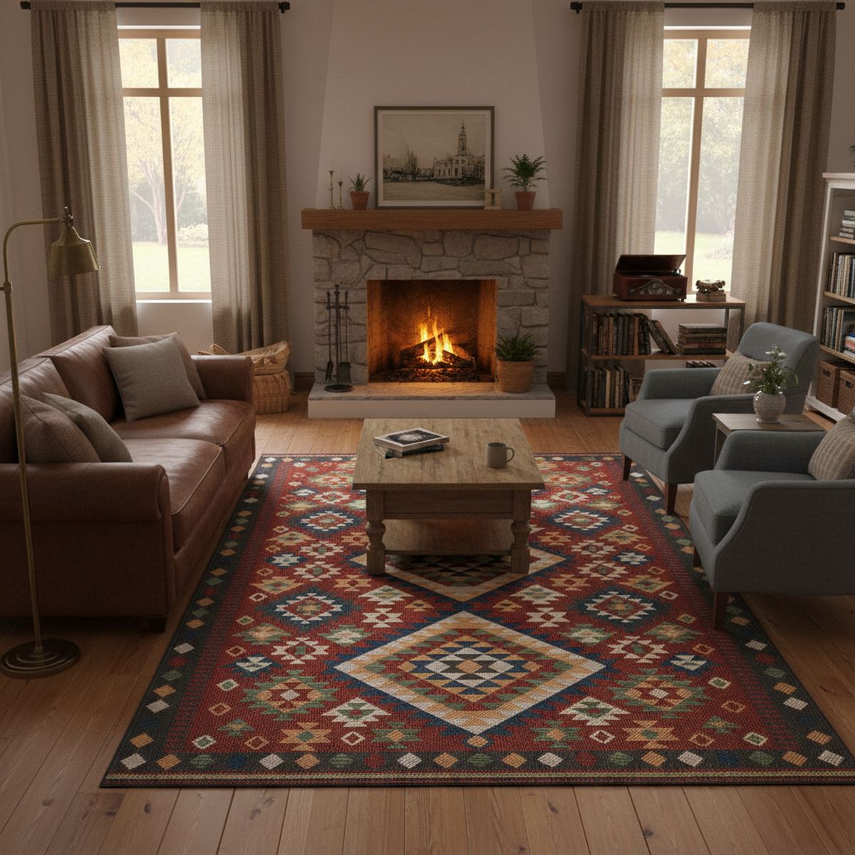 JUST HOME COLLECTION - Alfombra Grande Aurora 200x285 cm Polipropileno Burdeo