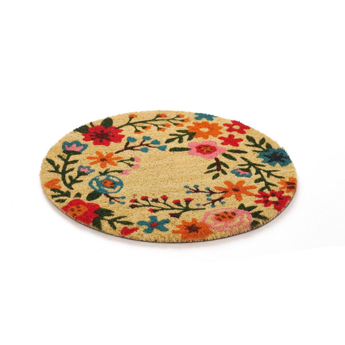 JUST HOME COLLECTION - Limpiapiés Redondo Flores 60x60 cm PVC Multicolor