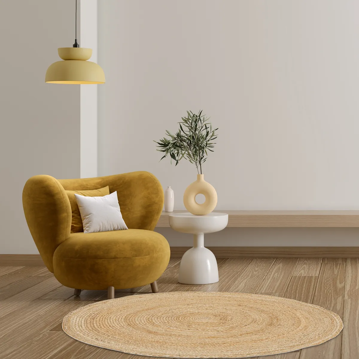 JUST HOME COLLECTION - Alfombra Redonda 160x160 cm Yute Café