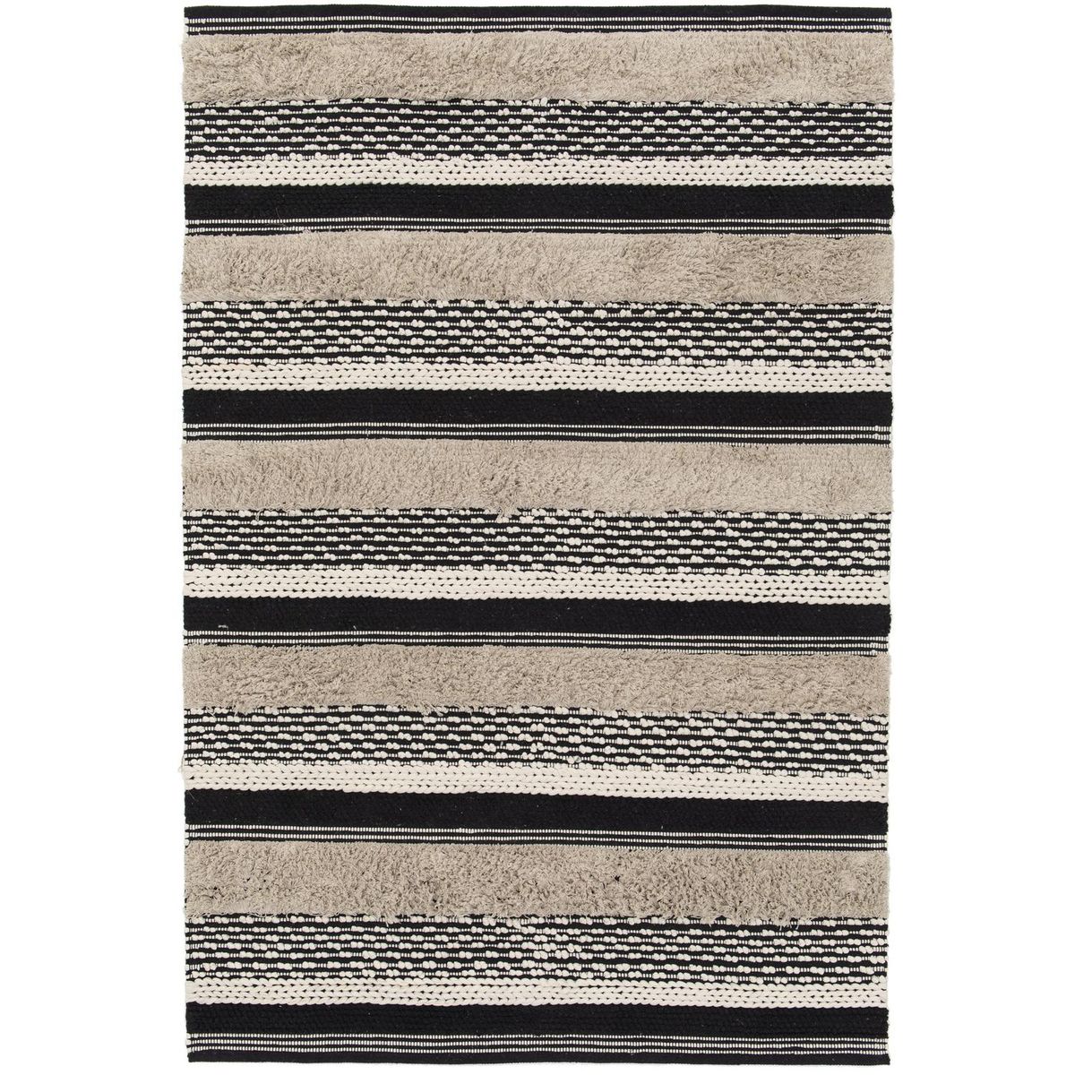 JUST HOME COLLECTION - Alfombra Boho Stripe 120x170 cm Algodón Negro