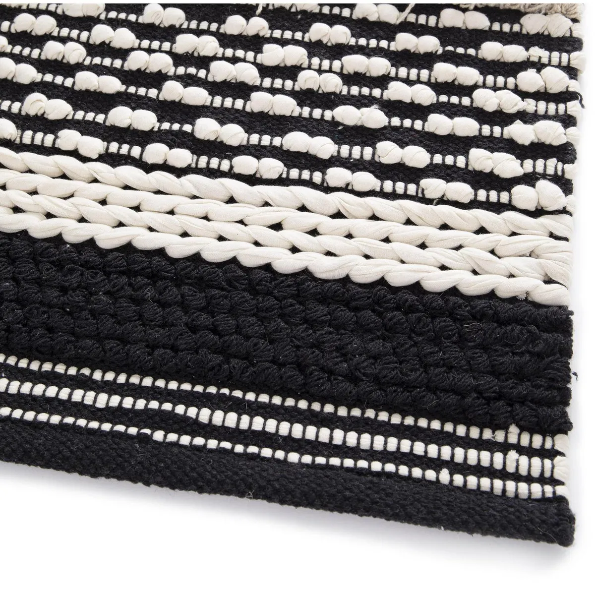 JUST HOME COLLECTION - Alfombra Boho Stripe 120x170 cm Algodón Negro