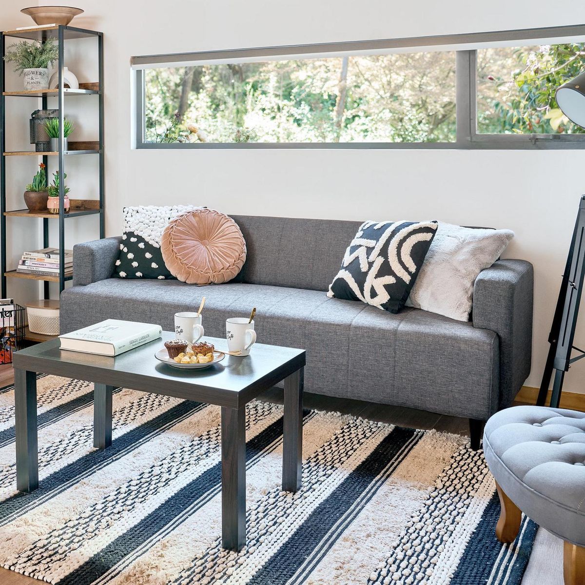 JUST HOME COLLECTION - Alfombra Boho Stripe 160x230 cm Algodón Negro