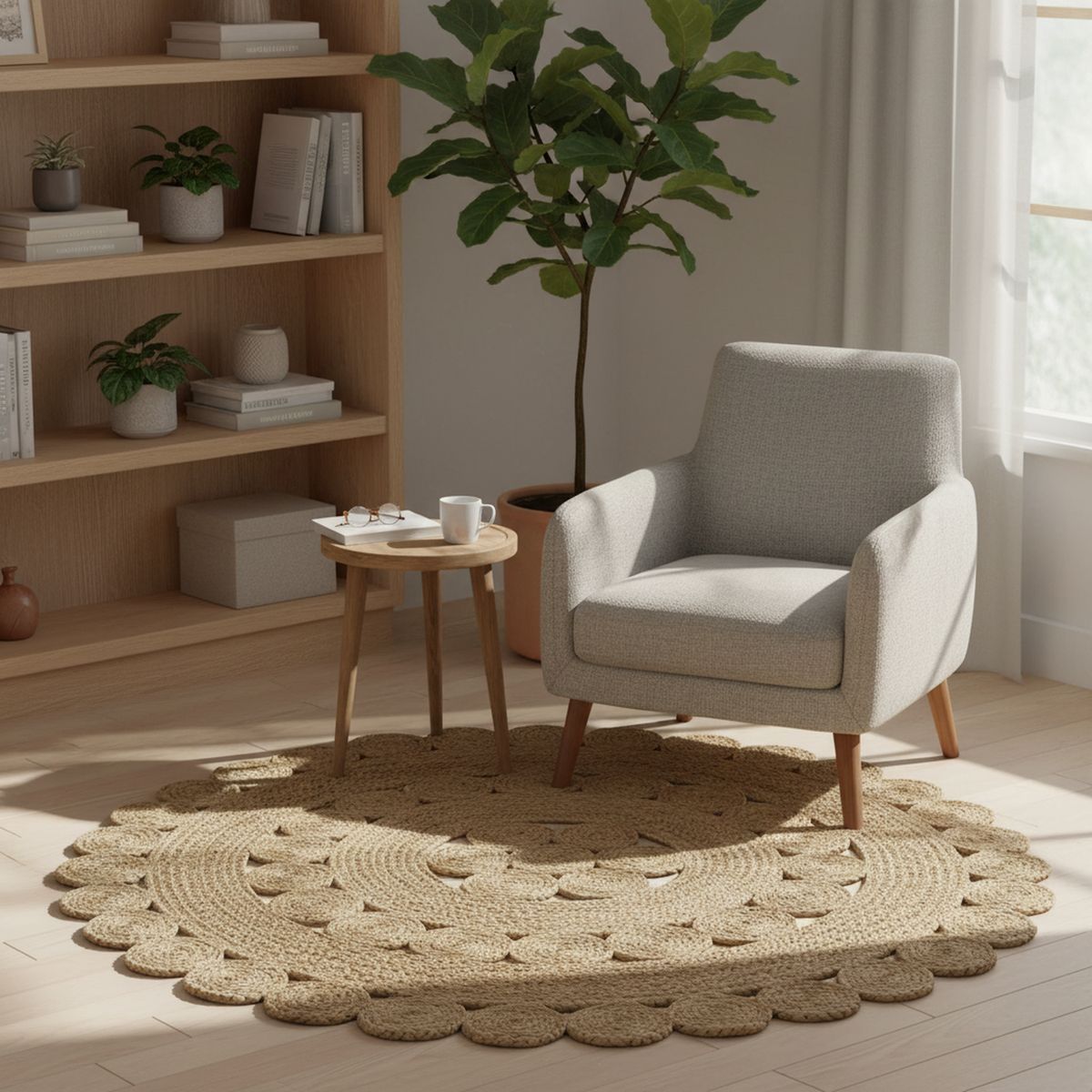 Alfombra Dofty 120x120 cm Yute Beige, marca JUST HOME COLLECTION - Foto Principal