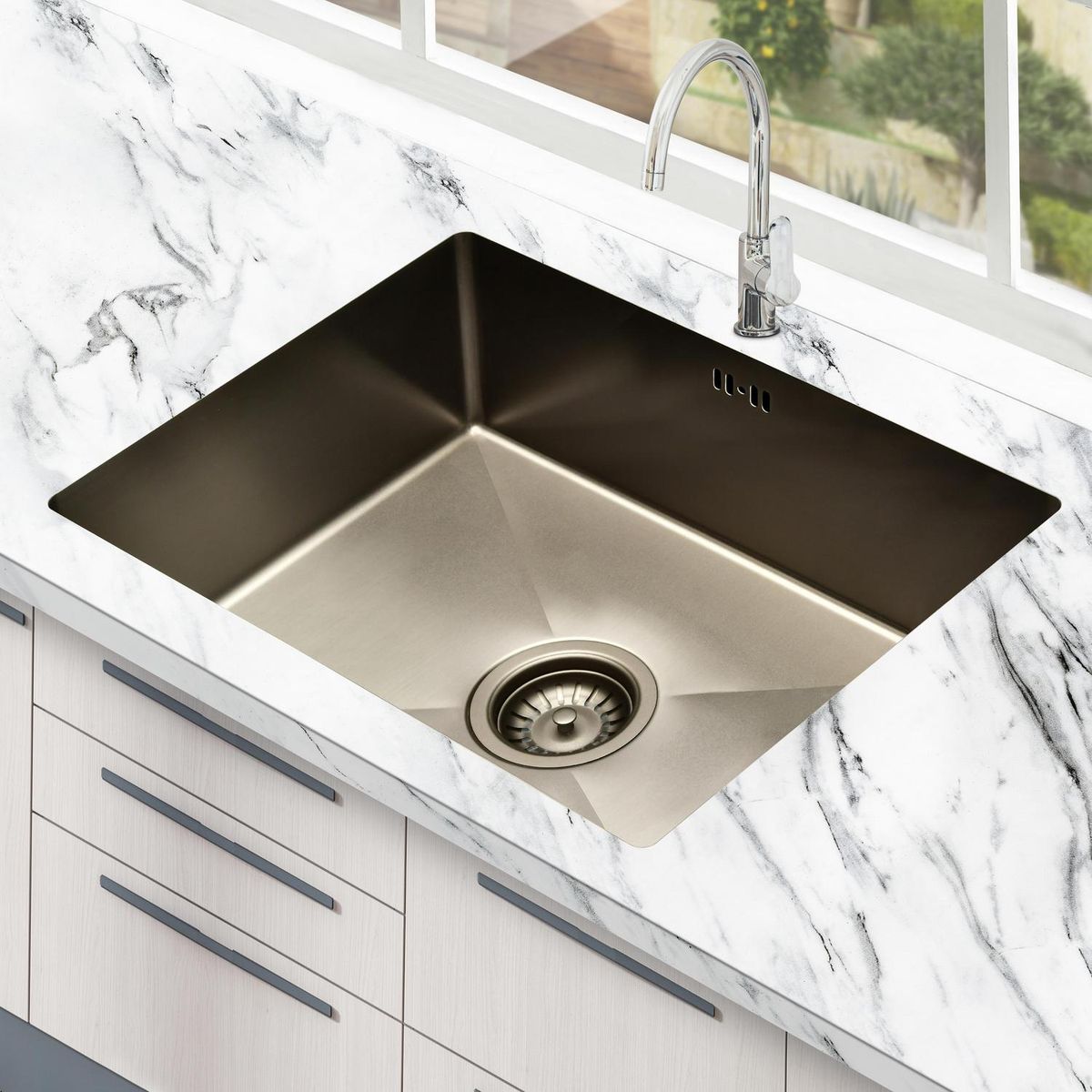 SENSI DACQUA - Lavaplatos Bajo Cubierta 1 Cubeta(s) 58x22.8x45.7 cm Acero inoxidable