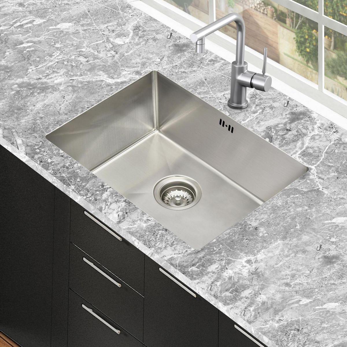 SENSI DACQUA - Lavaplatos Bajo Cubierta 1 Cubeta(s) 58x22.8x45.7 cm Acero inoxidable