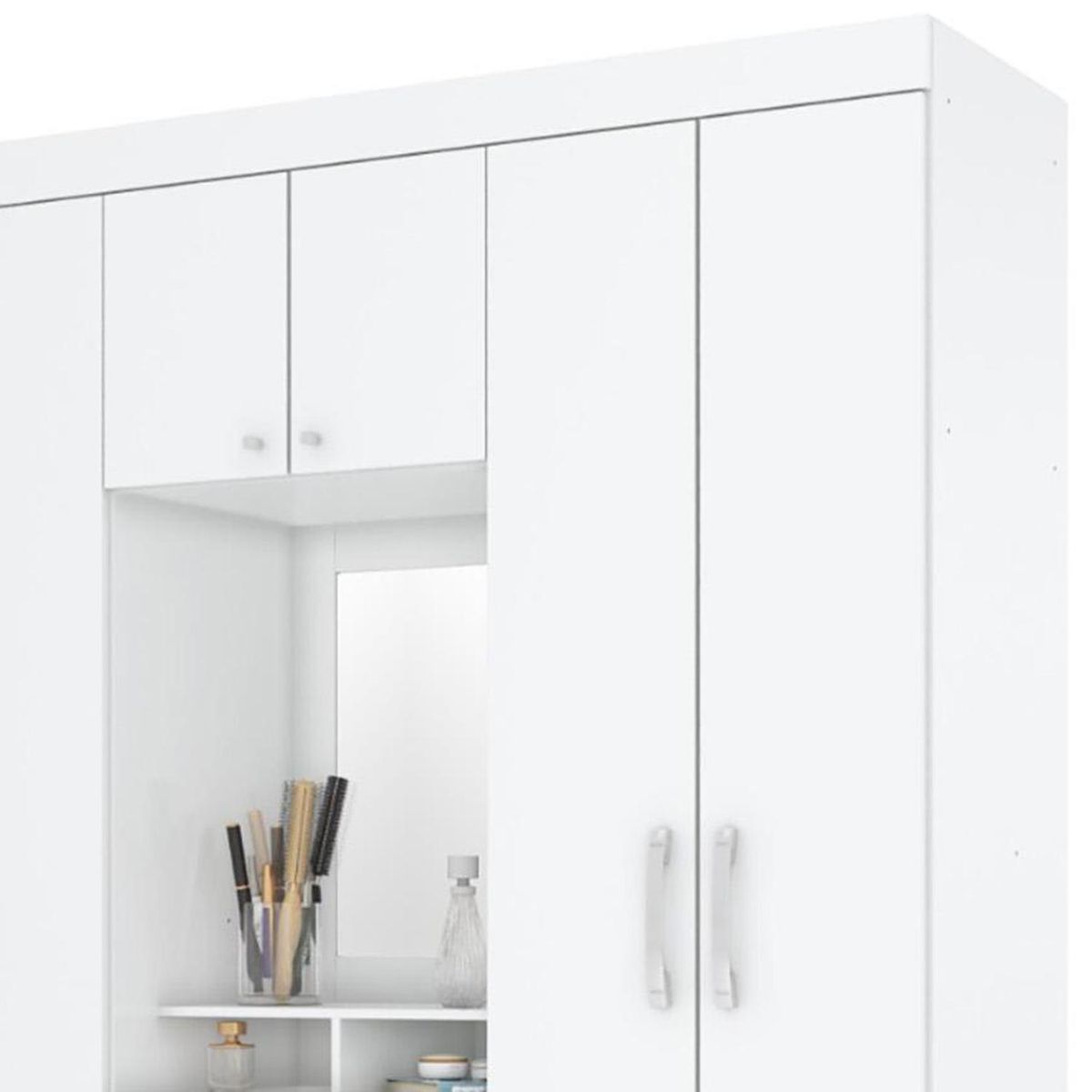 CASA BONITA - Clóset con Espejo y Silla 6 Puerta(s) 2 Cajón(es) 6 Repisa(s) 162.5x200x46.5 cm Blanco
