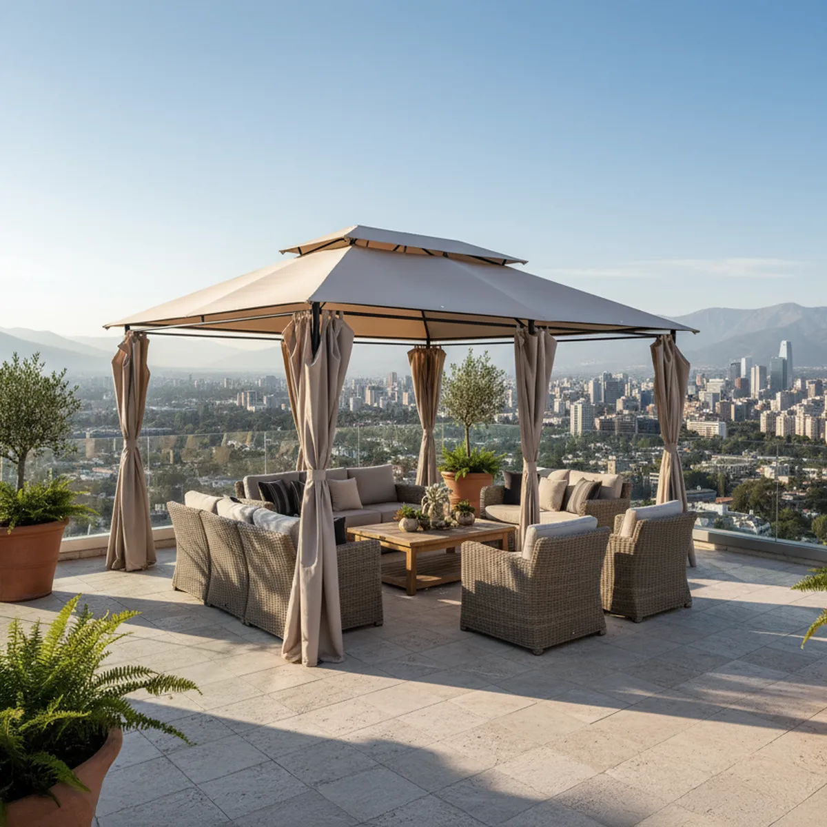 JUST HOME COLLECTION - Pérgola Romana Taupe Poliéster 300x400x196 cm