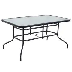 JUST HOME COLLECTION - Mesa de Terraza Rectangular Metal 140x70x90 cm Negro