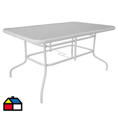 Mesa rect 140x90 cm c/vidr bla