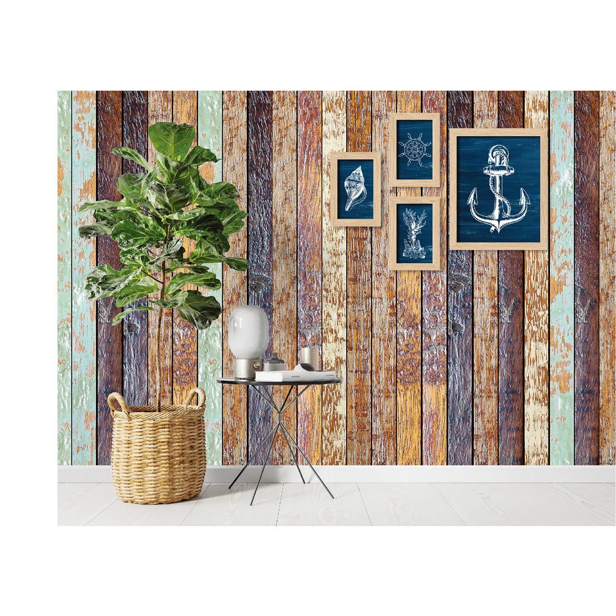 HOMY - Set 4 Marcos Foto Náutica 10x15 cm Natural Madera