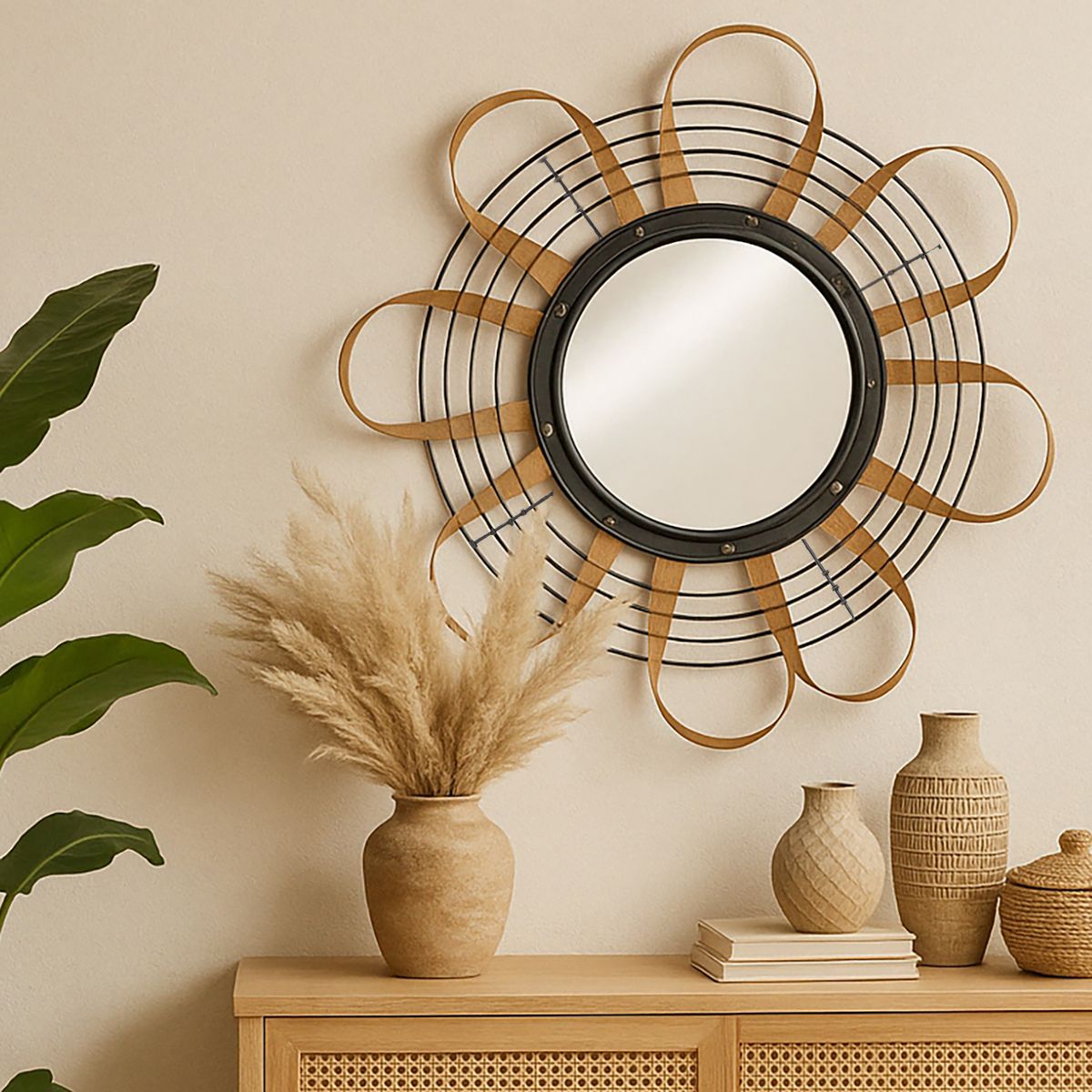 HOMY - Espejo Decorativo Forma Redonda 63.5x63.5 cm Multicolor Loop